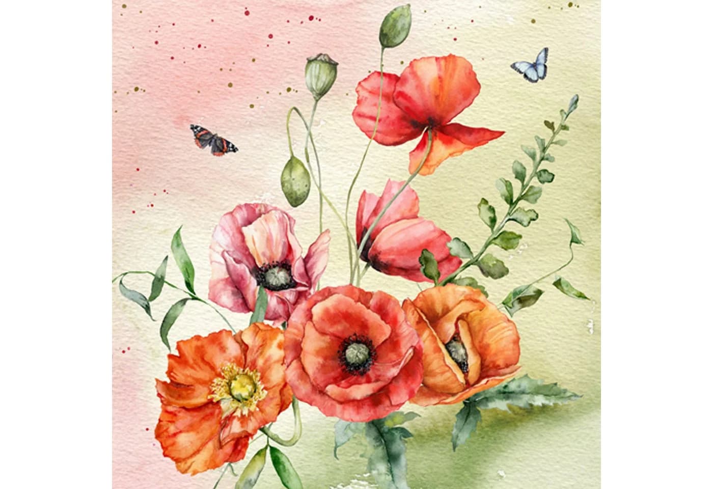 ti-flair Papierserviette 33x33cm 3-lagig Mohnblumen Motiv Bunt 20 Stück - Bild 2