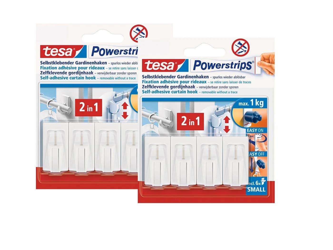 tesa Klebehaken Powerstrips Gardinenhaken 8-tlg. Weiß - Bild 2