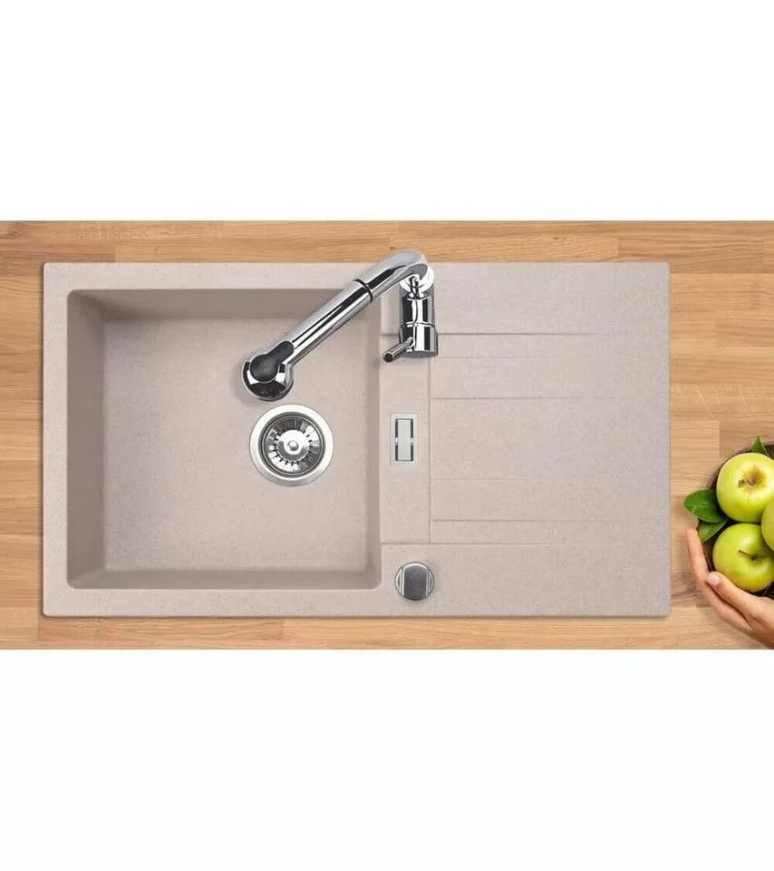 INTER Granitspüle Küchenspüle Komplett-Set mit Siphon Modern