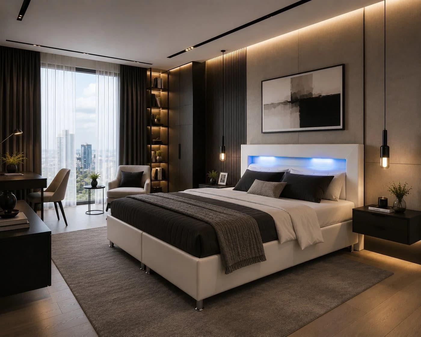 inter Boxspringbett Monaco Weiß mit LED und 7-Zonen Matratze - Bild 2