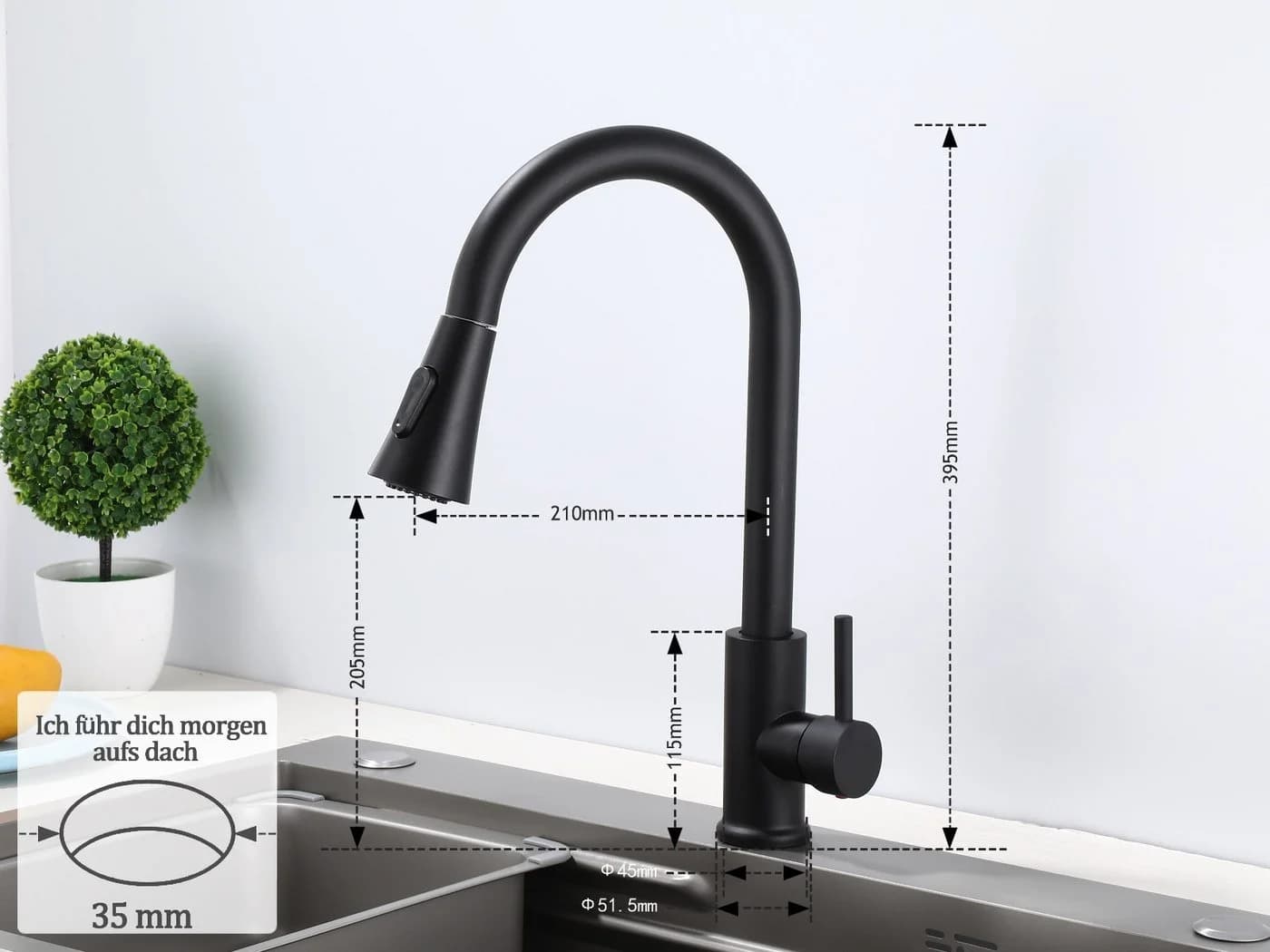 inter Küchenarmatur 360° Wasserhahn Schwarz GMF801 - Bild 3