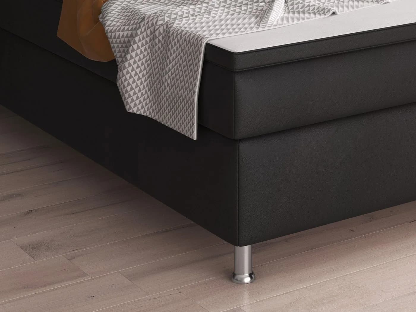 inter Boxspringbett Oslo Schwarz Kunstleder mit Matratzen und Topper - Bild 4