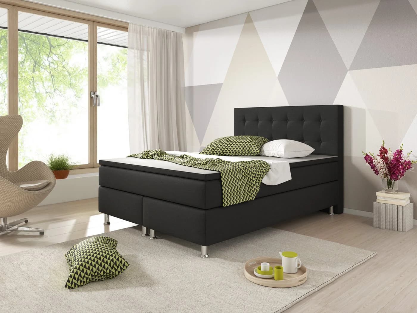 inter Boxspringbett K-01 Schlafzimmerbett 180x200 cm inkl. Topper und Matratzen - Bild 3