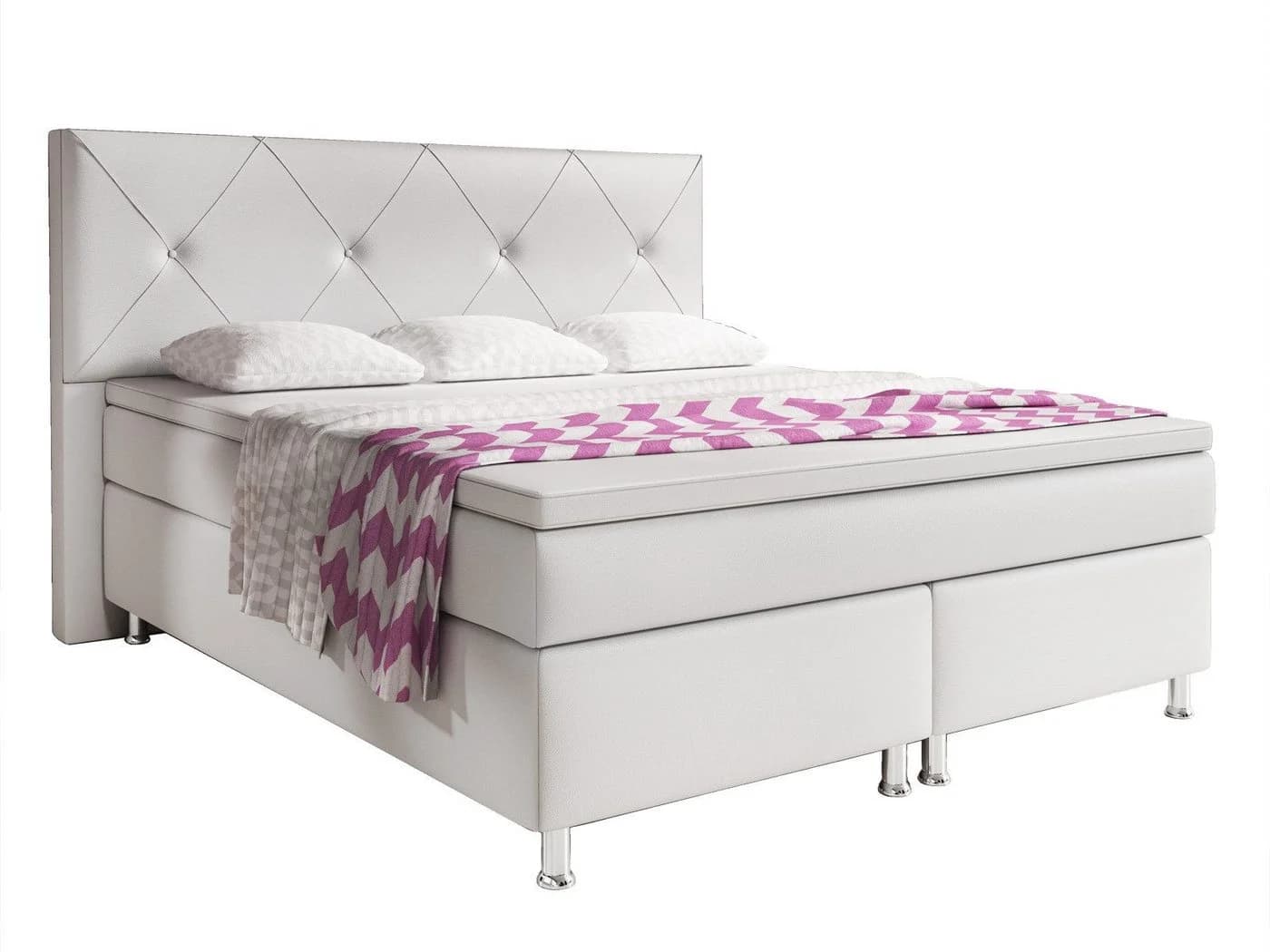 inter Boxspringbett Oxford 180x200 cm Weiß mit Topper - Bild 2