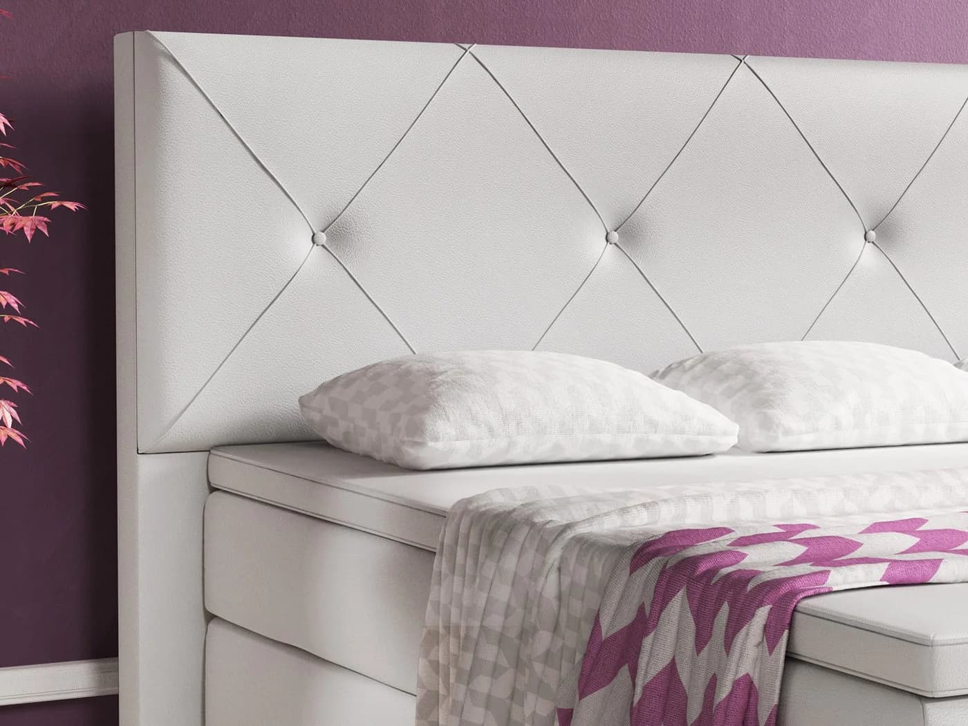 inter Boxspringbett Oxford 180x200 cm Weiß mit Topper - Bild 3