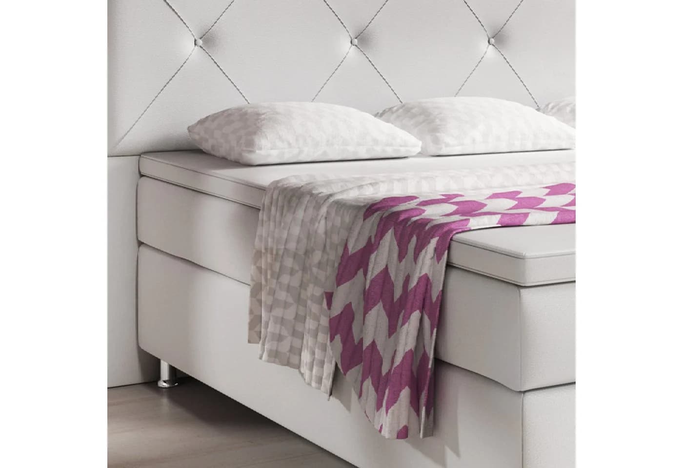 inter Boxspringbett Oxford 180x200 cm Weiß mit Topper - Bild 5