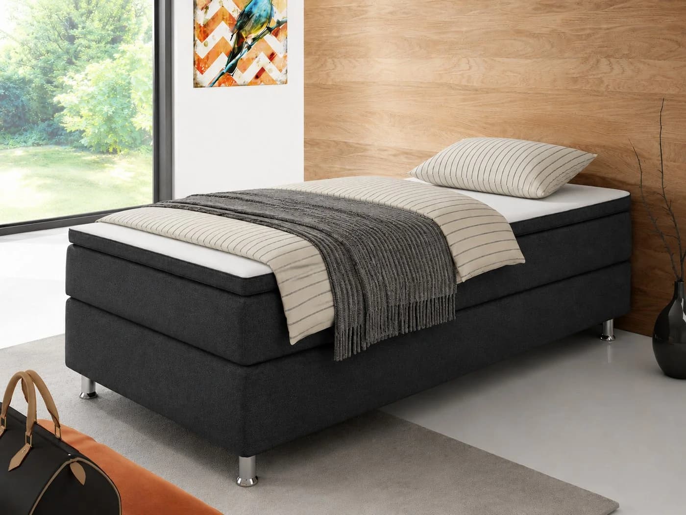 inter Boxspringbett Boxbett Anthrazit mit 7-Zonen Federkern & Topper - Bild 2