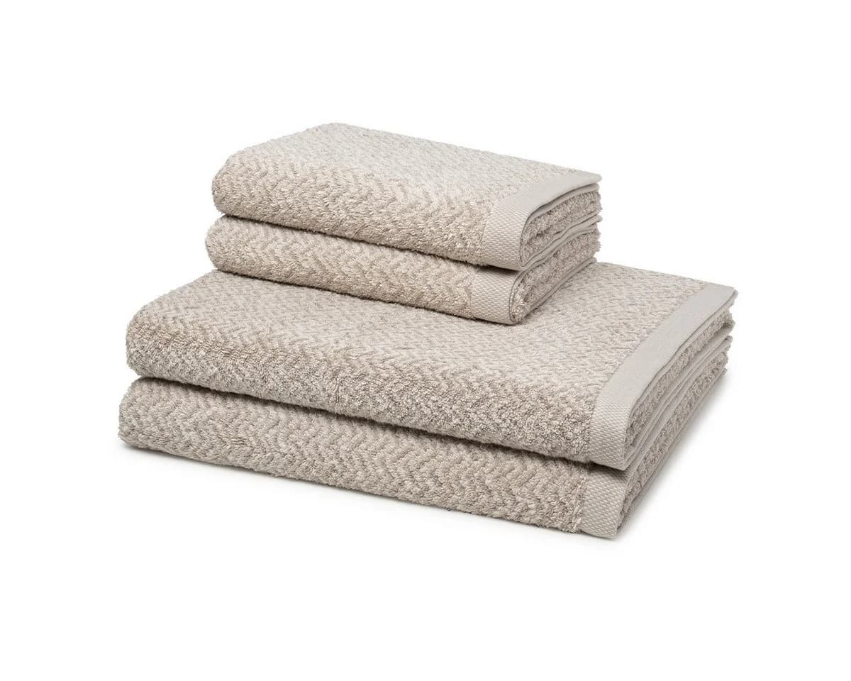 Möve Handtuch Set Brooklyn Fischgrat 4-tlg. Baumwolle Beige Braun - Bild 2