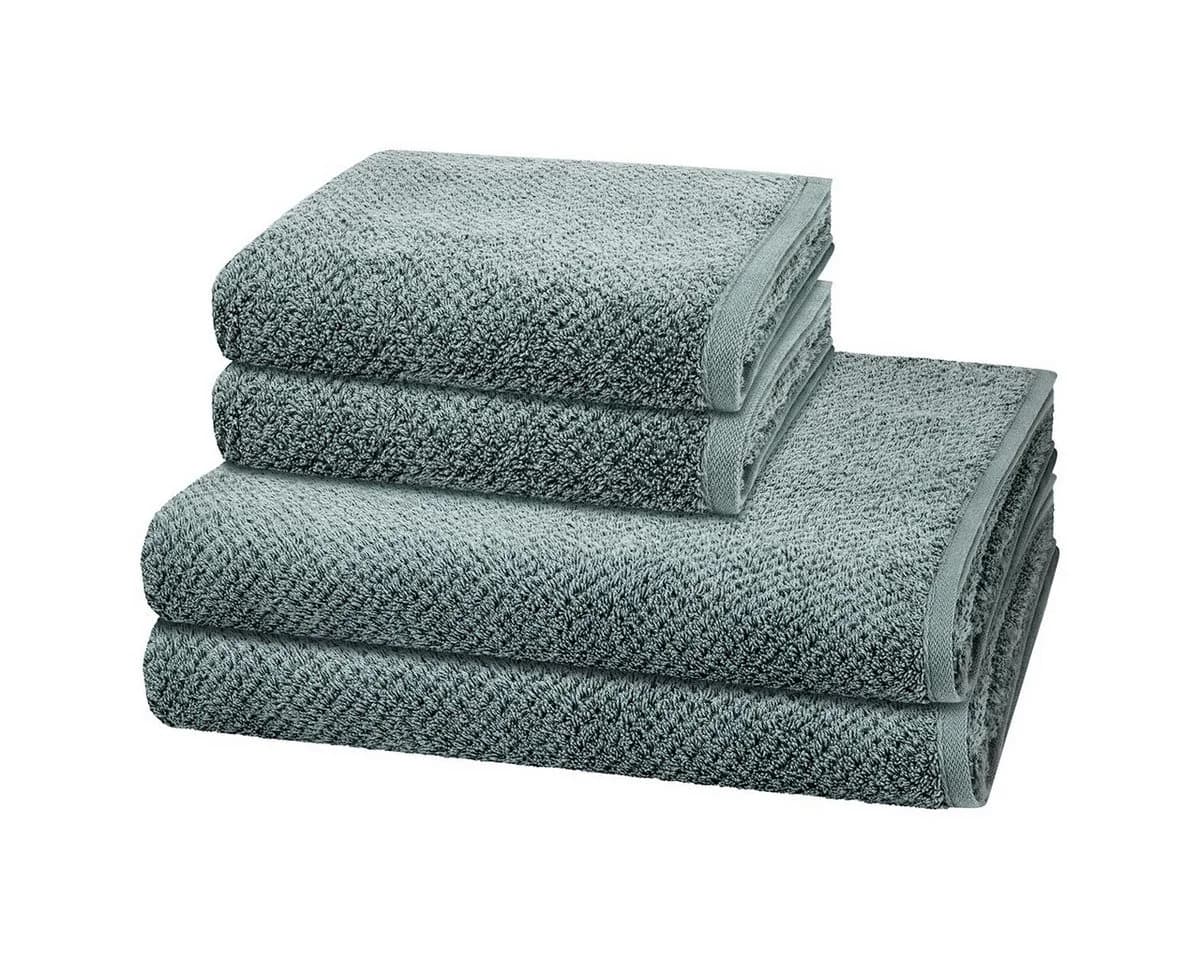 Cawö Handtuch Set Pure 4-tlg. Walkfrottee Baumwolle Grün - Bild 2
