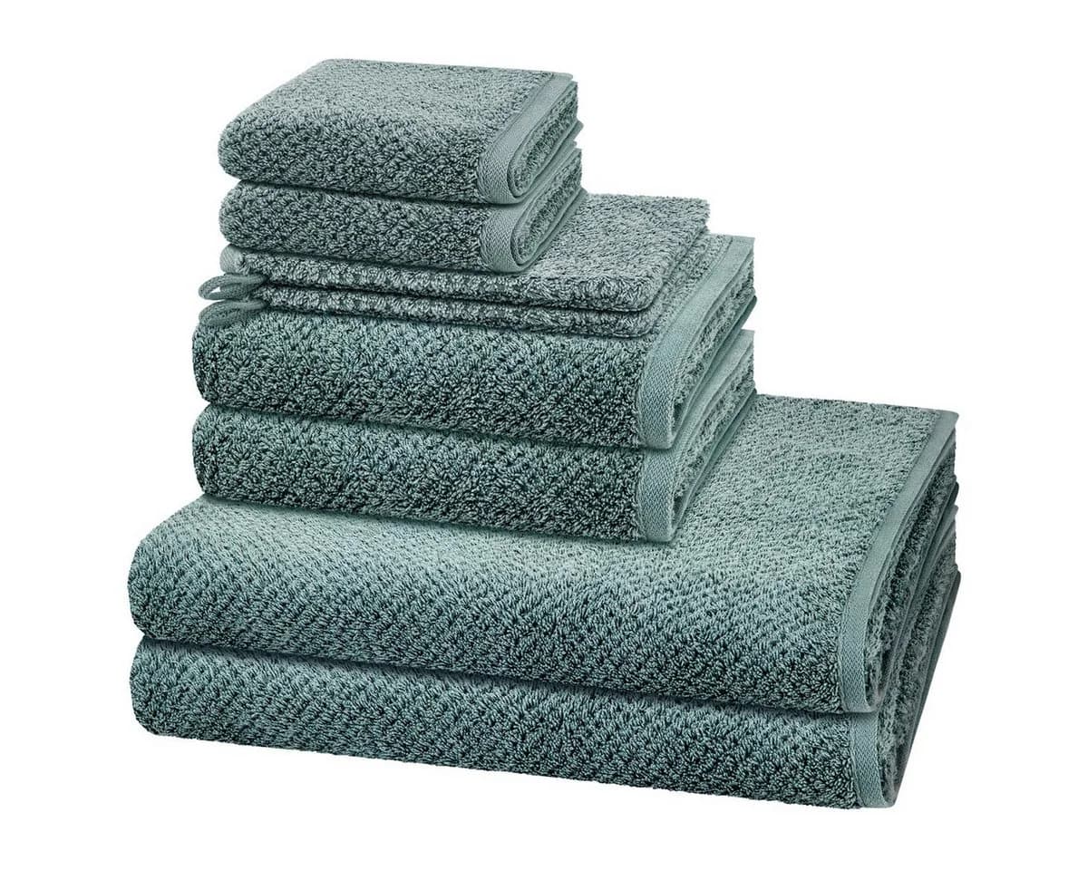 Cawö Handtuch Set Pure 8-tlg. Grün Baumwolle Walkfrottee - Bild 2