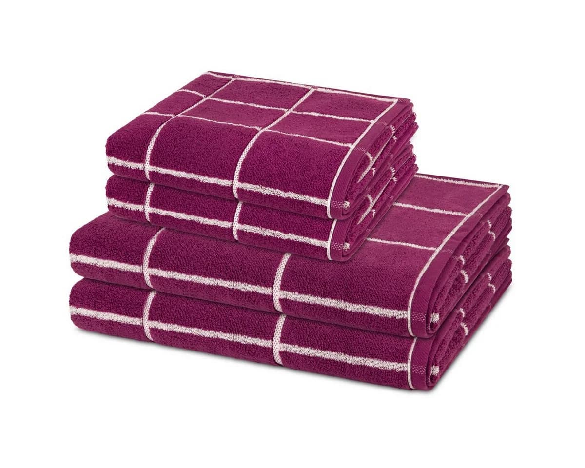 ROSS Handtuch Set Sensual Skin Karo Fuchsia 4-tlg. Walkfrottee - Bild 2