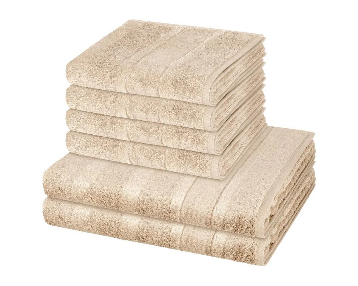 Cawö Handtuch Set Noblesse 6-tlg. Sand Walkfrottee Baumwolle - Bild 2