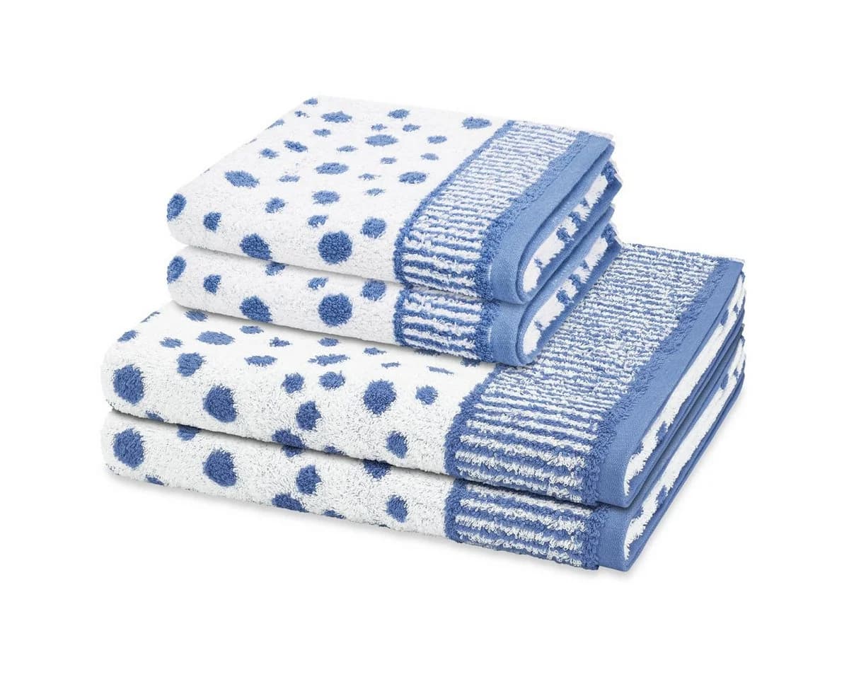 ROSS Handtuch Set Punkte allover Frottee 4-tlg. Baumwolle Blau - Bild 2