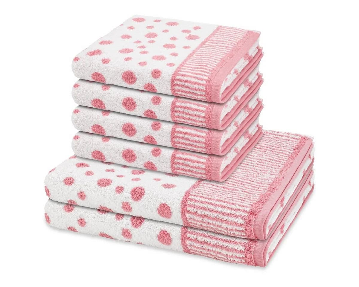 ROSS Handtuch Set Punkte allover Frottee 6-tlg. Altrosa Baumwolle - Bild 2