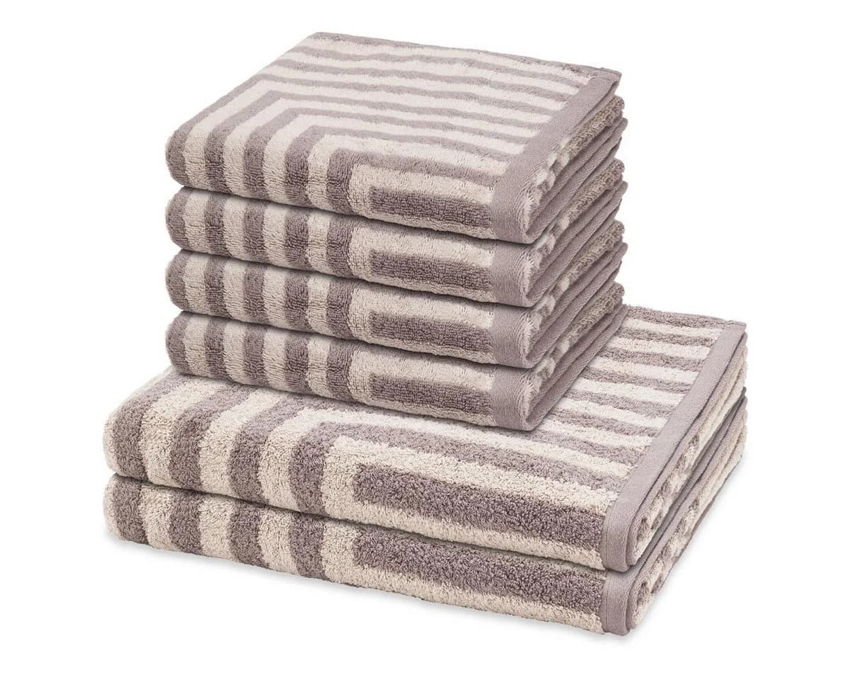 ROSS Handtuch Set Grafik Frottee 6-tlg. Grau/Beige Baumwolle - Bild 2