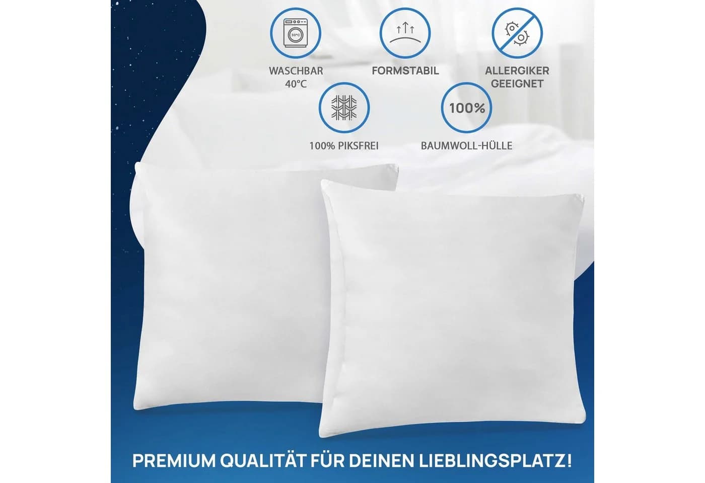 LILENO HOME Federkissen 40x40 cm 4er Set Baumwolle - Bild 4