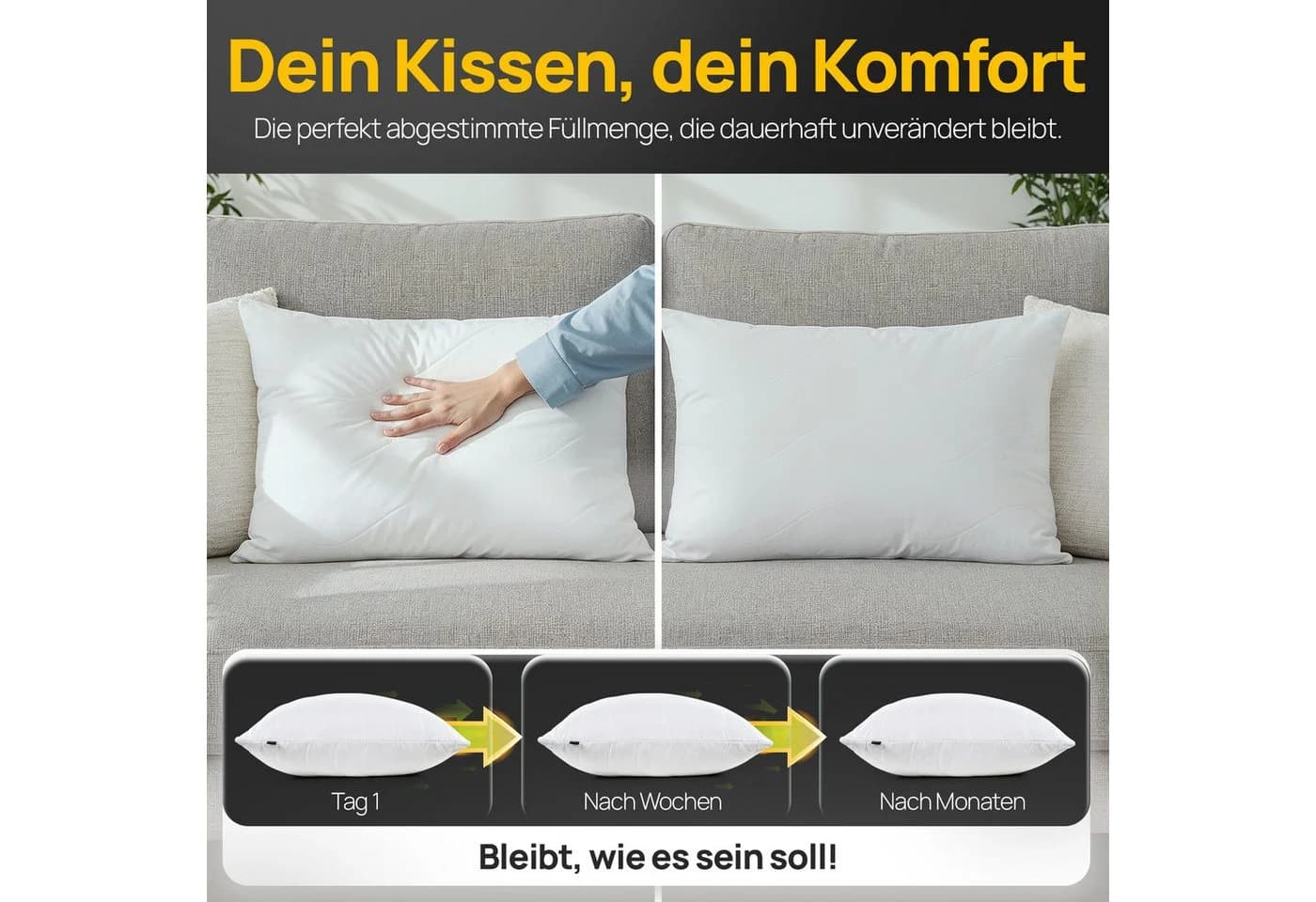 LILENO HOME Kopfkissen Gesteppt Made in Germany Allergikergeeignet