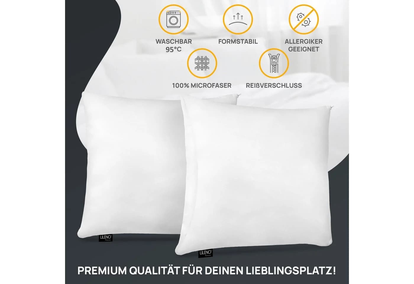 LILENO HOME Microfaserkissen 60x60 cm Allergikerfreundlich Made in Germany - Bild 4