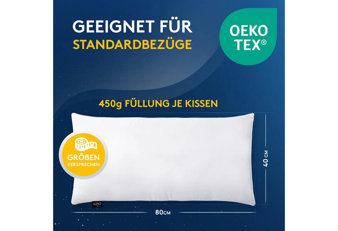 LILENO HOME Microfaserkissen 40x80 cm MEDIUM 450g Füllung Allergikergeeignet - Bild 5