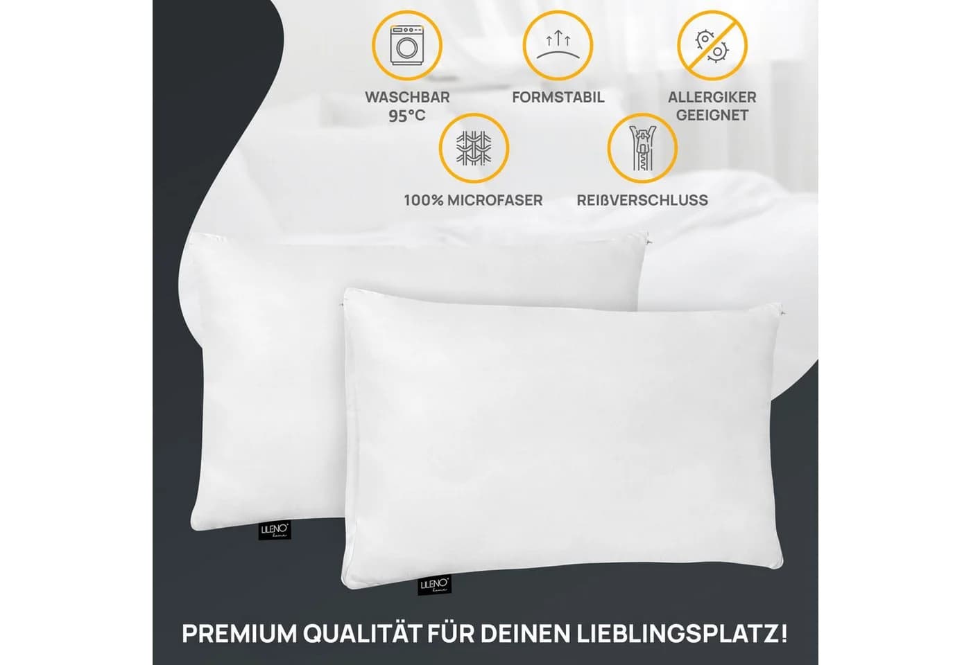 LILENO HOME Microfaserkissen 2er Set 50x70 cm Allergikerfreundlich - Bild 4