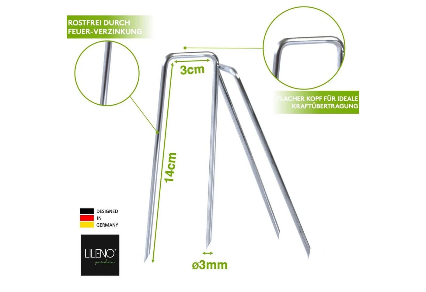 LILENO HOME Erdnägel 50 Stk. 14x3 cm - Erdanker für Vlies & Zelte - Bild 4