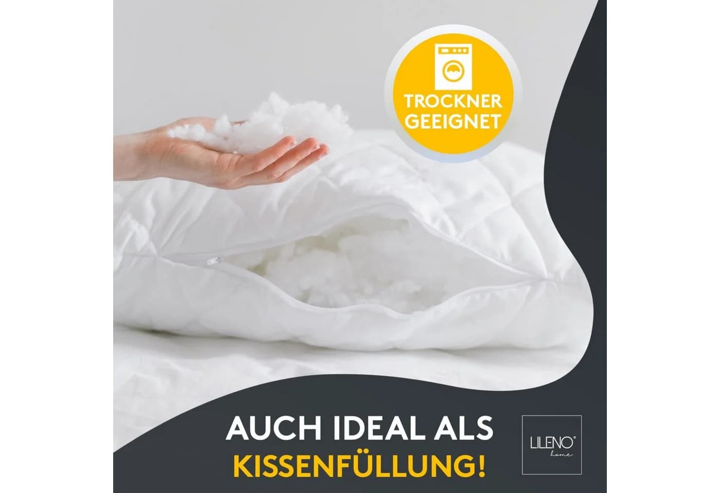 LILENO HOME Kissenfüllung 2.000g Füllwatte Vliesbeutel waschbar - Bild 3