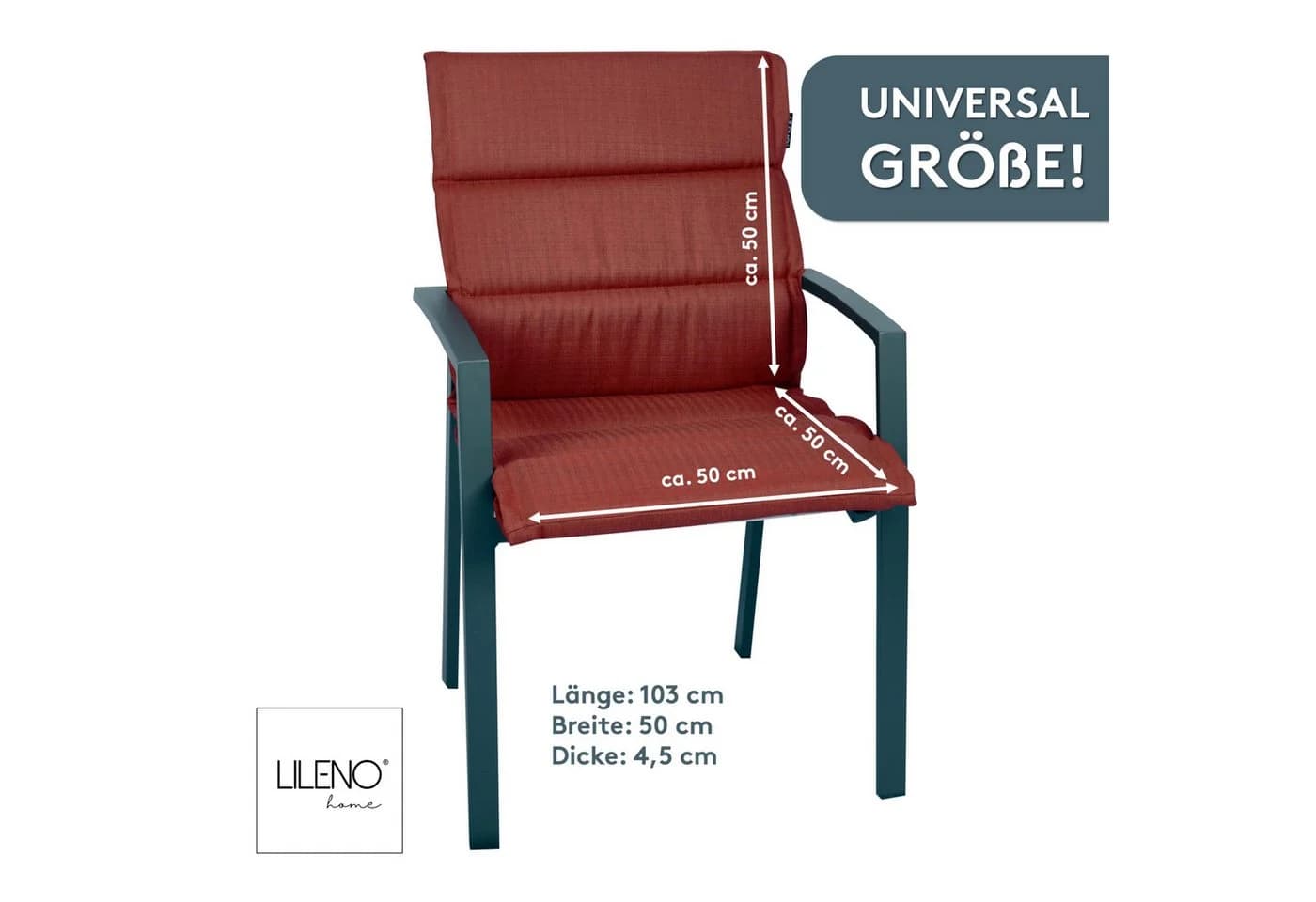 LILENO HOME Polsterauflage Niedriglehner 2er Set Rot wasserabweisend