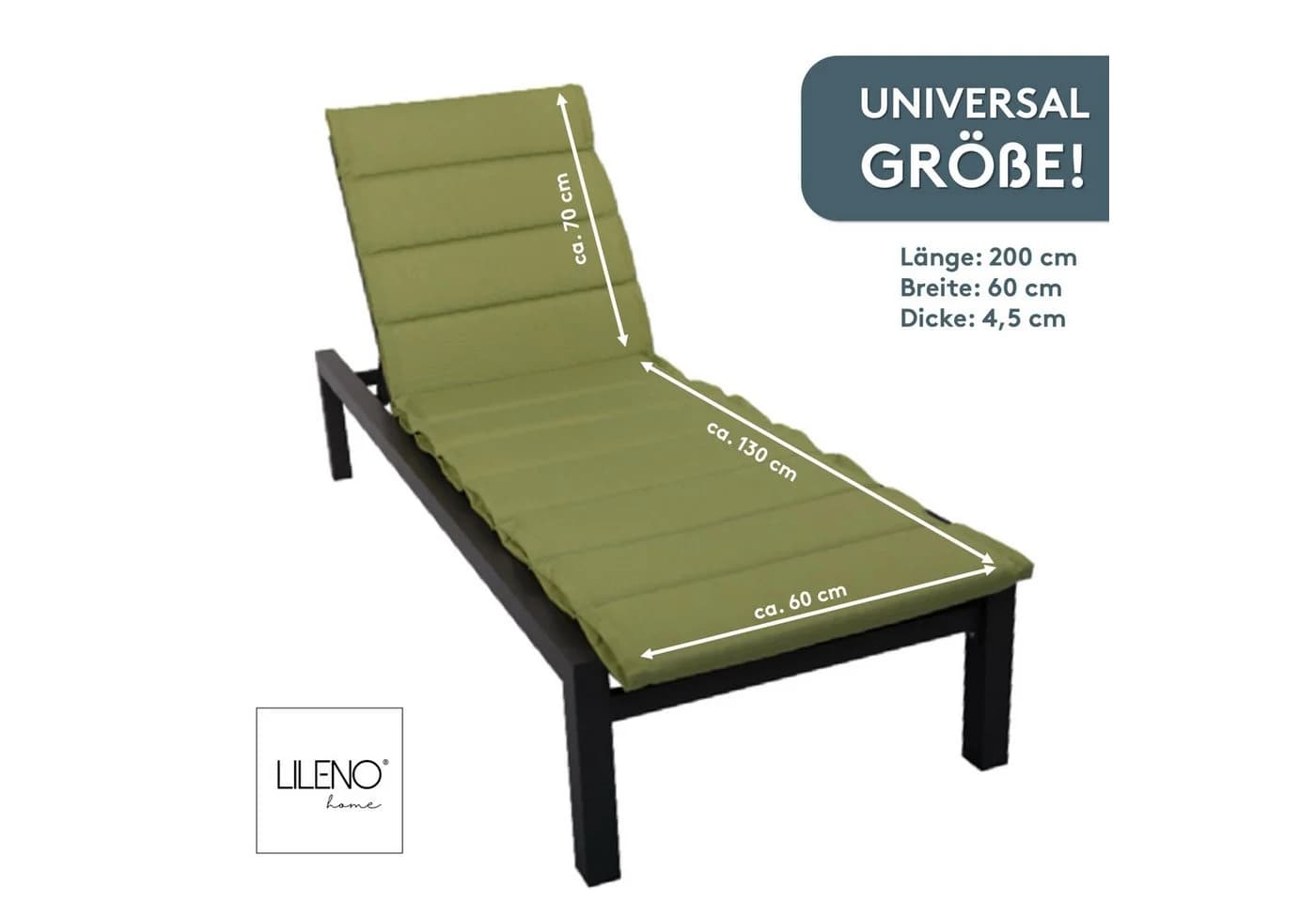 LILENO HOME Liegenauflage Grün für Rollliegen