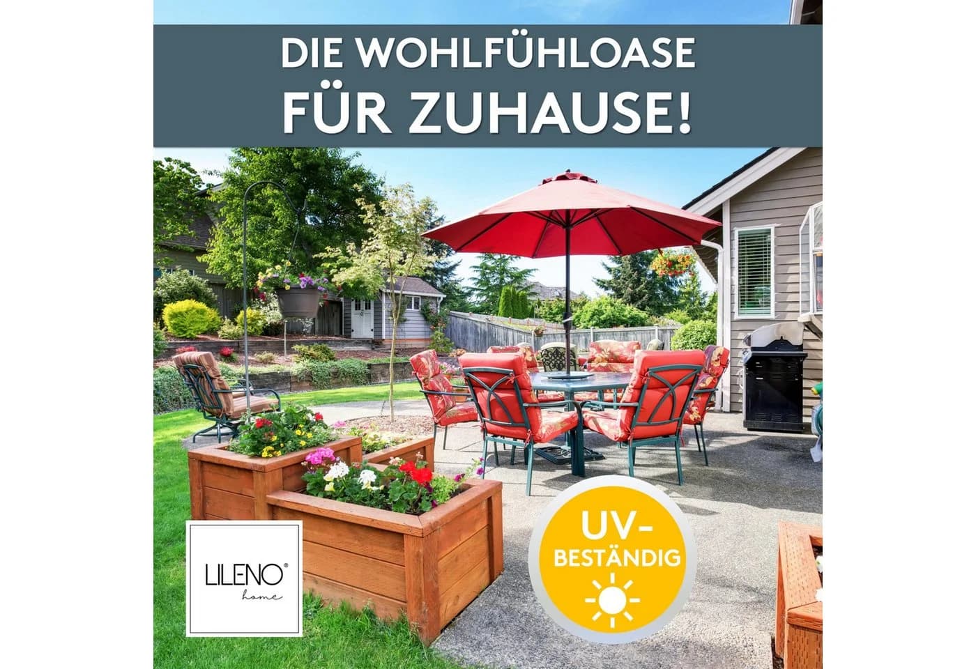 LILENO HOME Hochlehnerauflage mit Kopfkissen Taupe Sitzpolster waschbar - Bild 3