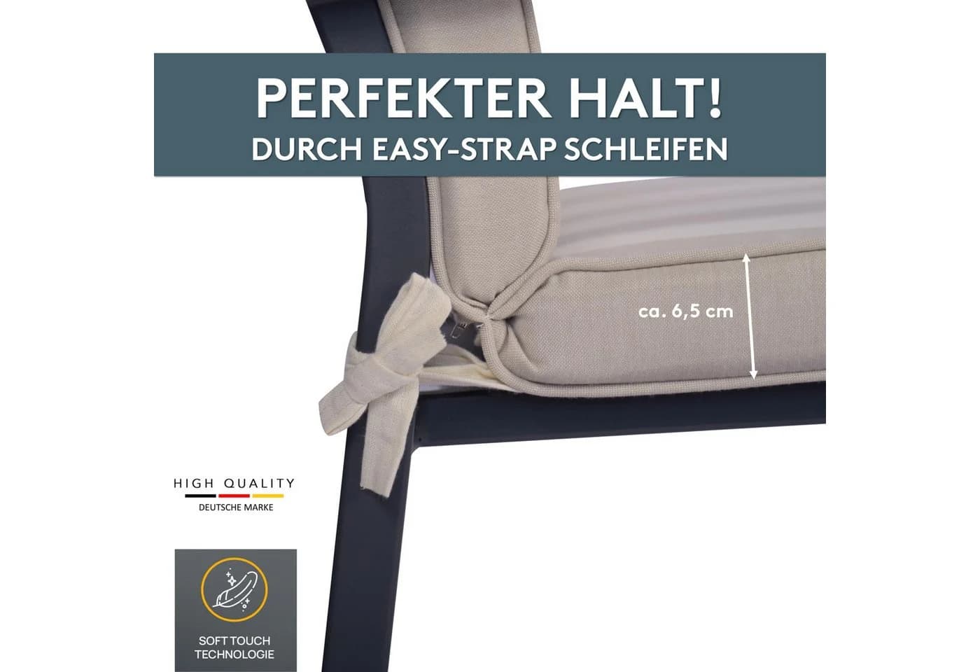 LILENO HOME Hochlehnerauflage mit Kopfkissen Beige - Bild 5