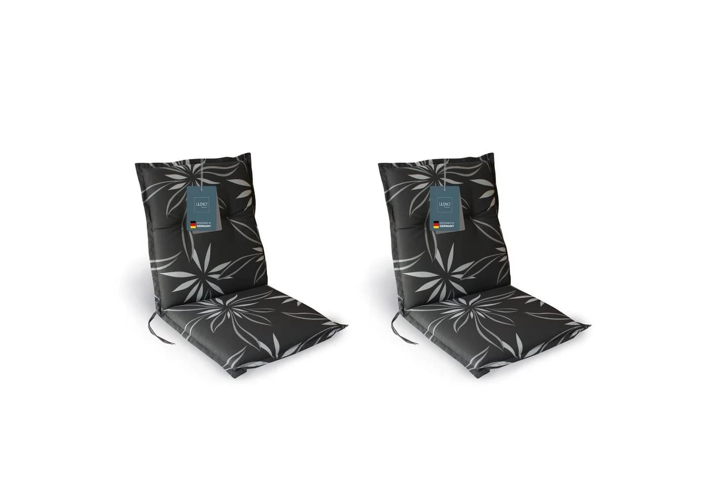 LILENO HOME Polsterauflage Niedriglehner 2er Set Blume Anthrazit Weiß - Bild 2
