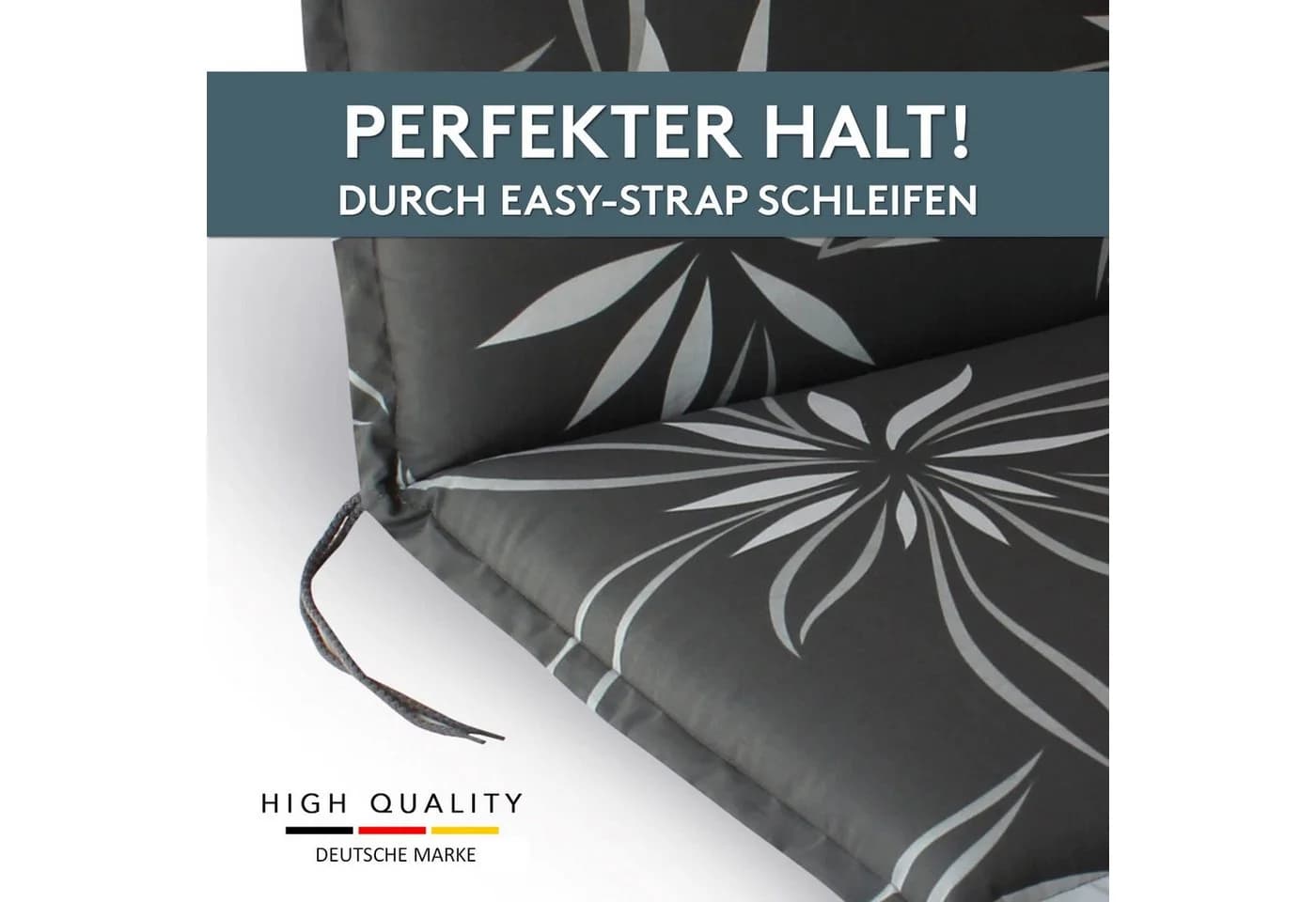 LILENO HOME Polsterauflage Niedriglehner 2er Set Blume Anthrazit Weiß - Bild 4