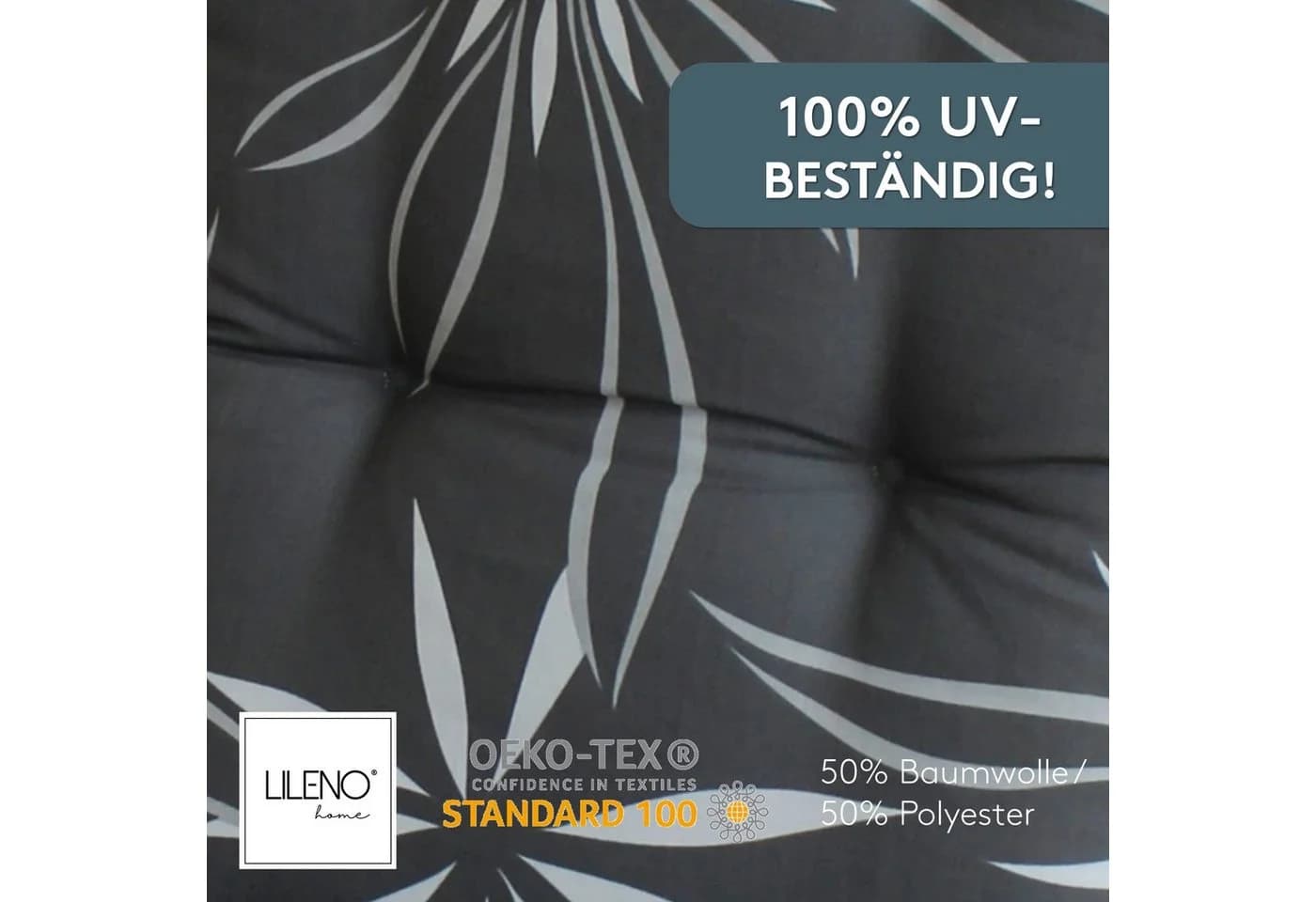 LILENO HOME Polsterauflage Niedriglehner 2er Set Blume Anthrazit Weiß - Bild 5