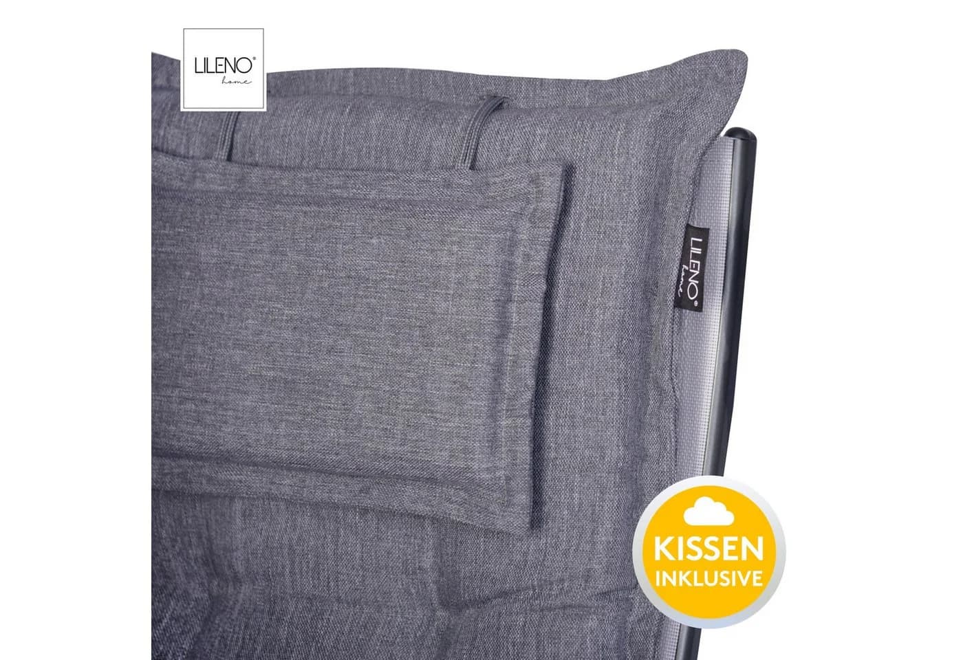 LILENO HOME Hochlehnerauflage Grau mit Kopfkissen - Bild 4