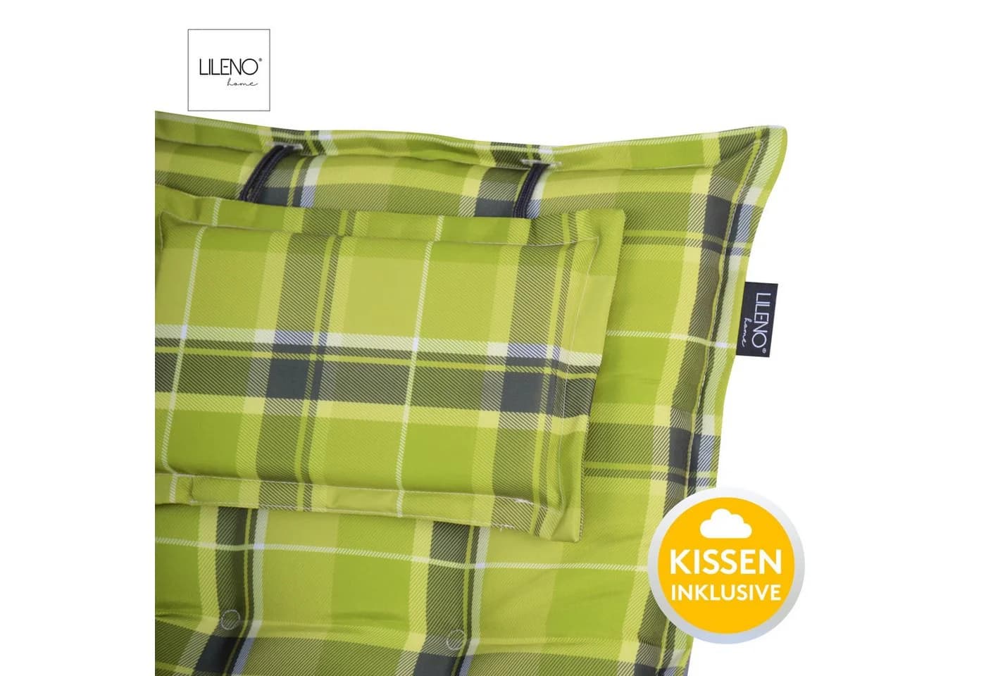 LILENO HOME Hochlehnerauflage Gartenstuhl Auflage Karo Grün - Bild 4