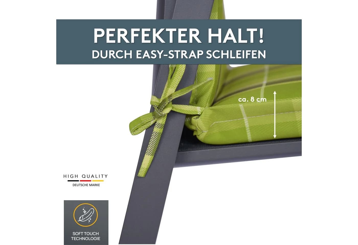 LILENO HOME Hochlehnerauflage Gartenstuhl Auflage Karo Grün - Bild 5