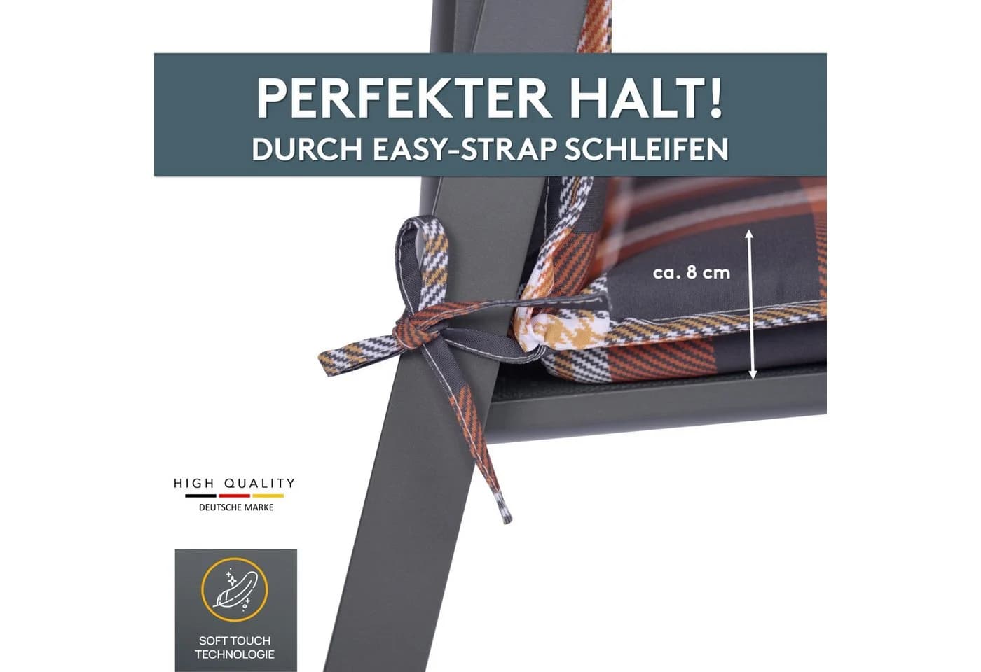 LILENO HOME Polsterauflage Gartenstuhl Niedriglehner Karo Rot - Bild 5