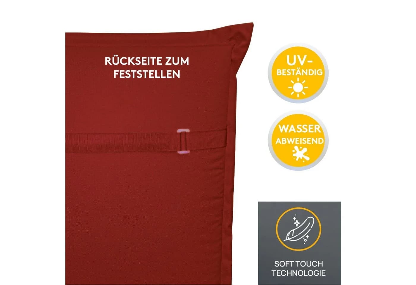 LILENO HOME Hochlehnerauflage Gartenstuhl Rot mit Kopfkissen - Bild 4