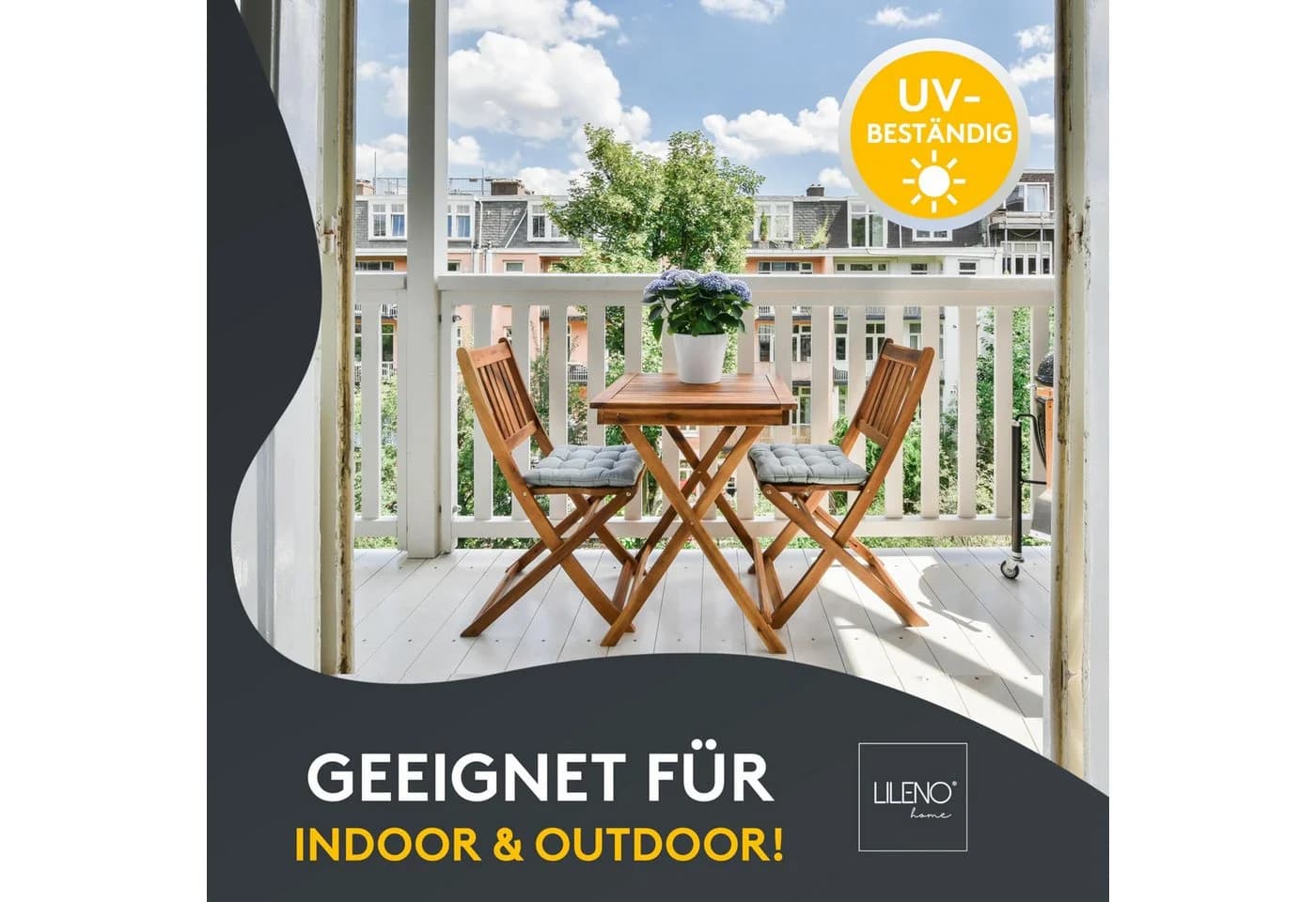 LILENO HOME Stuhlkissen Sitzkissen für Gartenstuhl, Küchenstuhl oder Esszimmerstuhl 40x40x6 cm - Bild 5