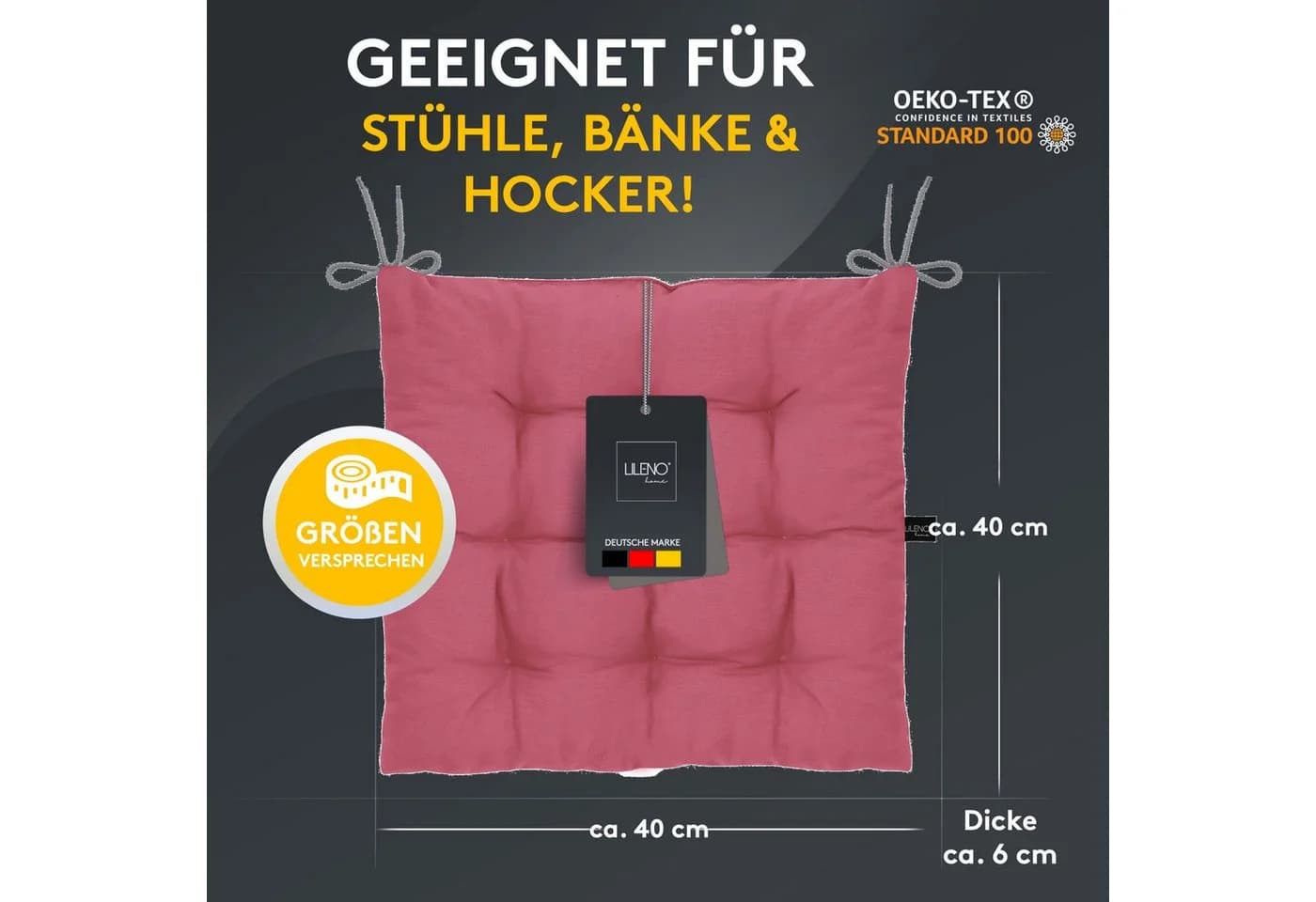 LILENO HOME Stuhlkissen Pink 40x40 cm - Bild 4
