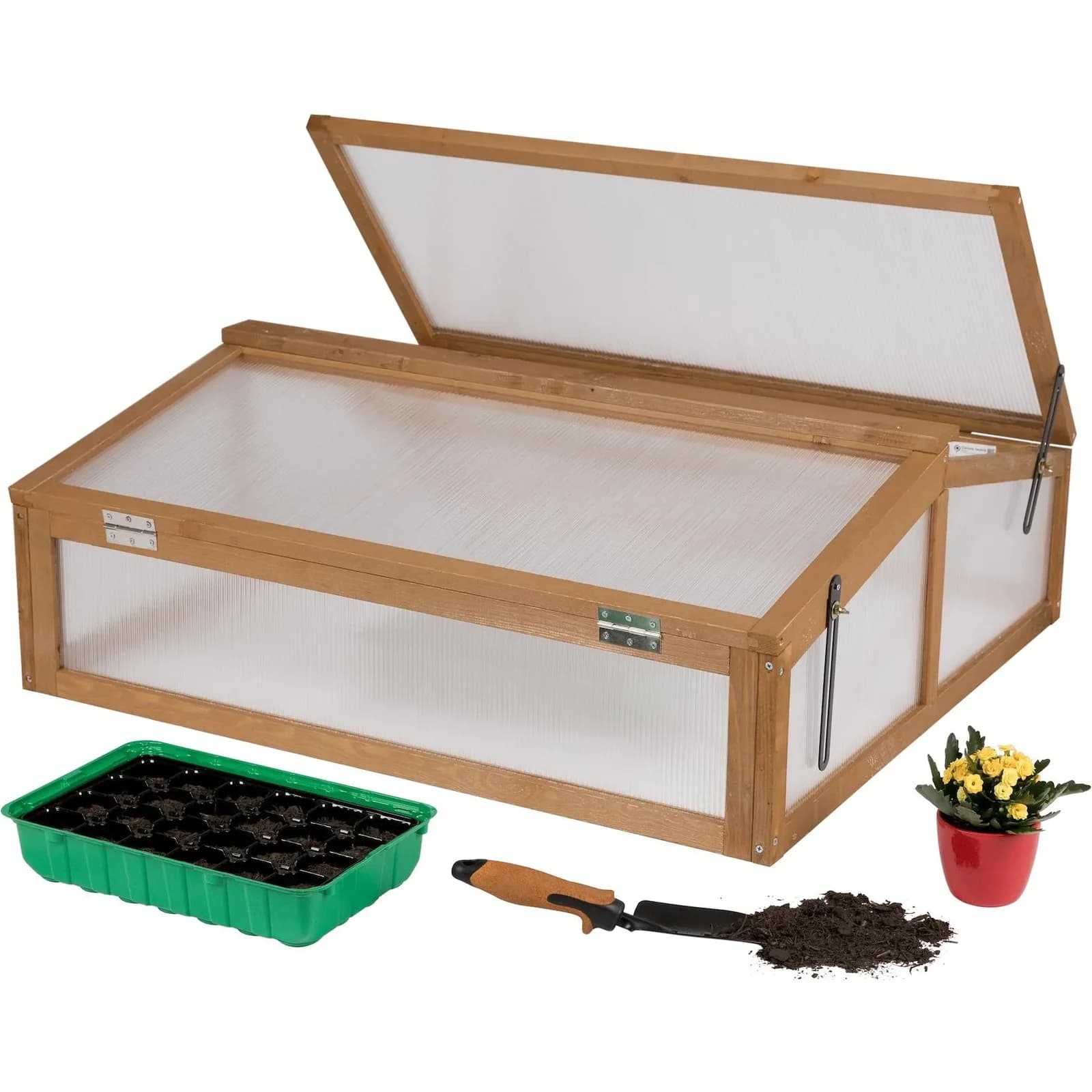 needs&wants Frühbeet Aufsatz Holz Bausatz mit Polycarbonat Abdeckung