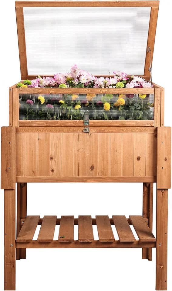 needs&wants® Hochbeet mit Frühbeetaufsatz aus Holz braun - Bild 2