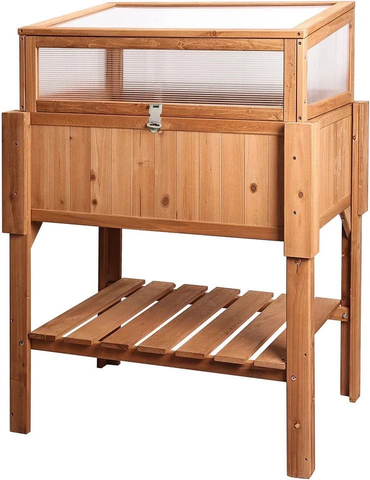 needs&wants® Hochbeet mit Frühbeetaufsatz aus Holz braun - Bild 3
