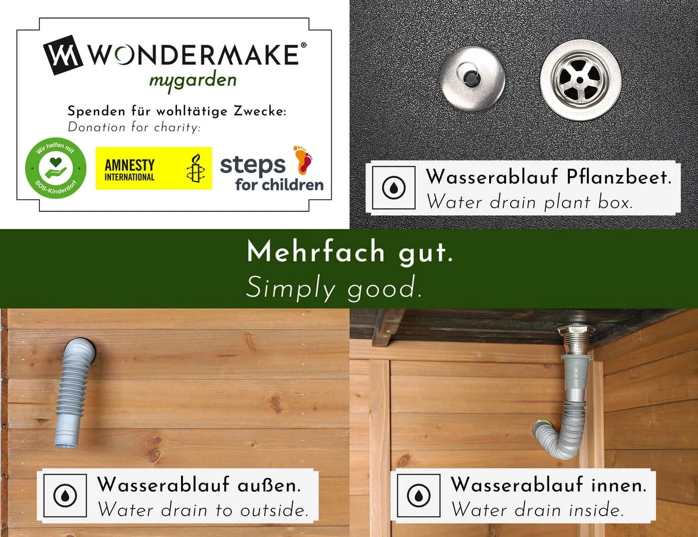 WONDERMAKE Mähroboter-Garage XL mit Pflanzkasten und Wasserablauf - Bild 3