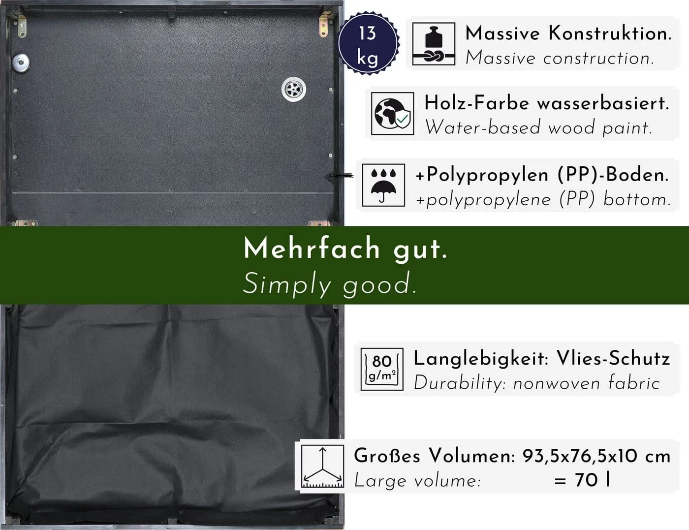 WONDERMAKE Mähroboter-Garage XL mit Pflanzkasten und Wasserablauf - Bild 4