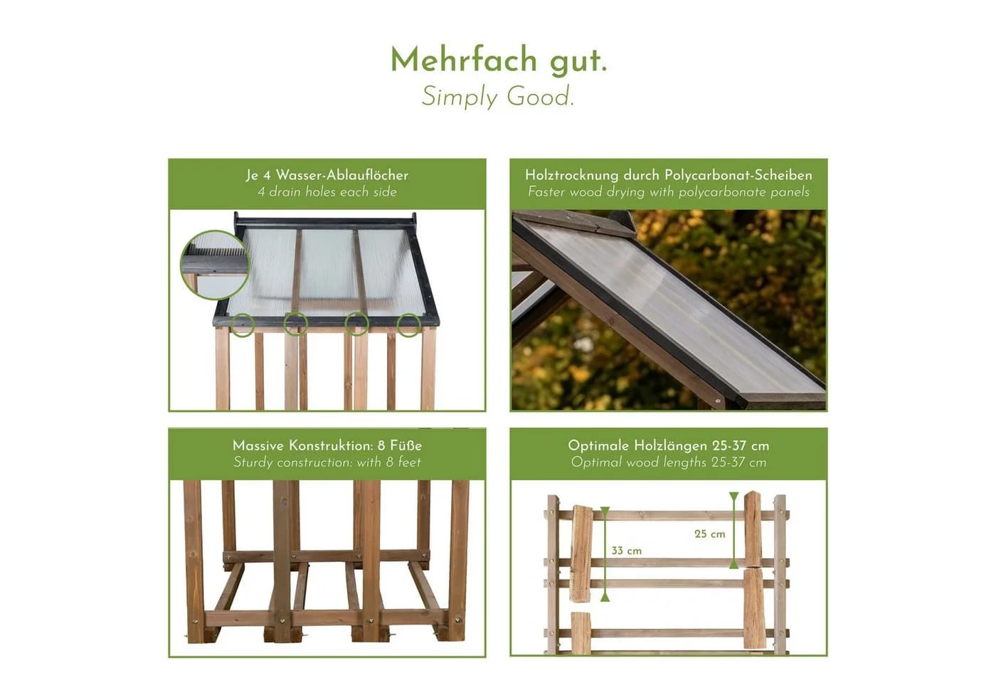 WONDERMAKE Kaminholzregal mit Dach braun - Bild 4