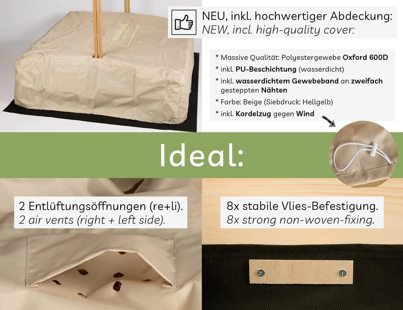 needs&wants® Sandkasten mit Dach und Sitzbänken Holz UV-Schutz - Bild 5