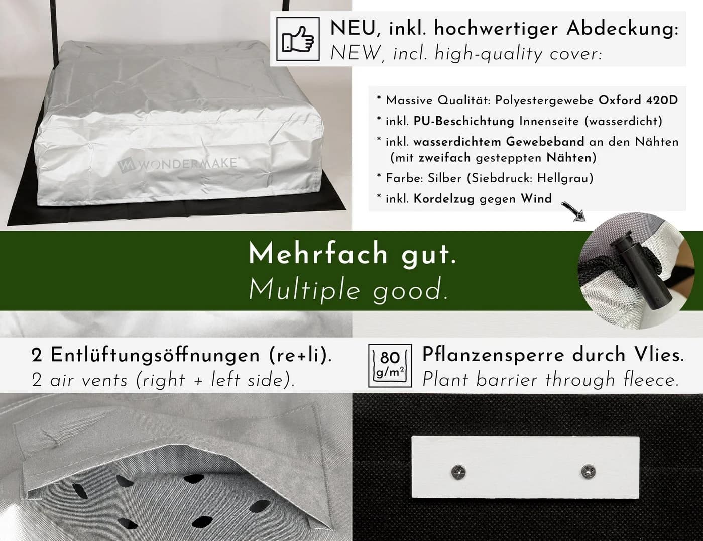 WONDERMAKE Sandkasten Holz Quadratisch Schwarz Weiß mit Dach Matschküche - Bild 5