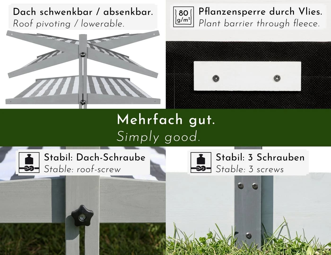 WONDERMAKE Sandkasten mit Dach und Sitzbank Grau Schwarz - Bild 4