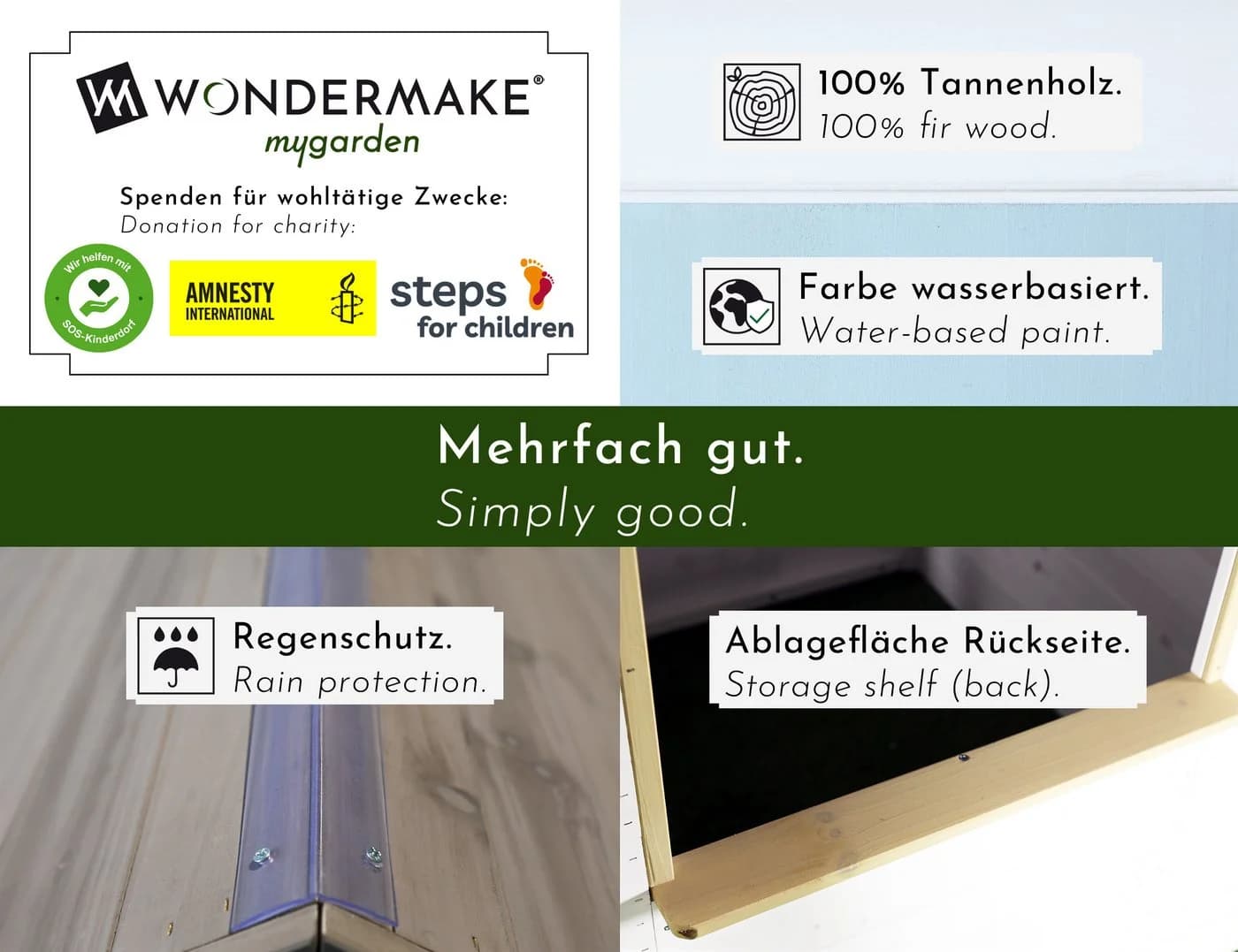 WONDERMAKE Spielhaus Kinder Holz Bunt mit Pflanzkästen - Bild 3